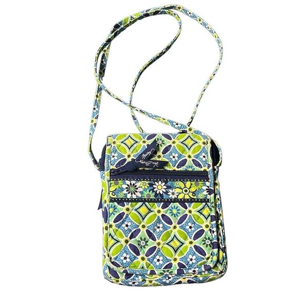 Vera Bradley Blue Green White Daisy Daisy Mini Hipster Crossbody Bag Size 8"x6" - Picture 1 of 13